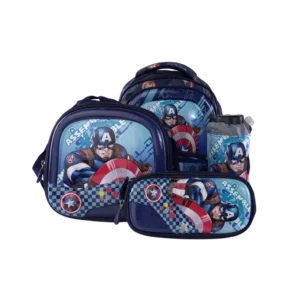 Genius 4pcs Iron Man Design Navy Blue Backpack Set