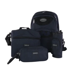 Genius 4pcs Navy And Black 5 Zippers Backpack Set