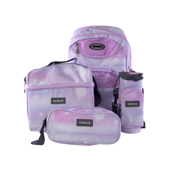 Genius 4pcs Pastel Dream Design 5 Zippers Backpack Set