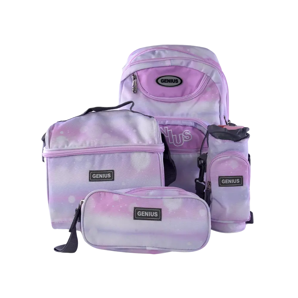 Genius 4pcs Pastel Dream Design 5 Zippers Backpack Set