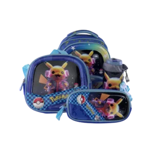 Genius 4pcs Pokemon Design Purple Backpack Set