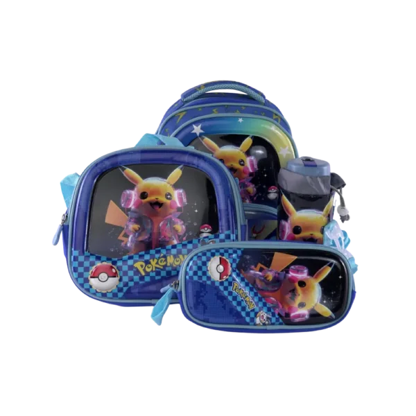 Genius 4pcs Pokemon Design Purple Backpack Set