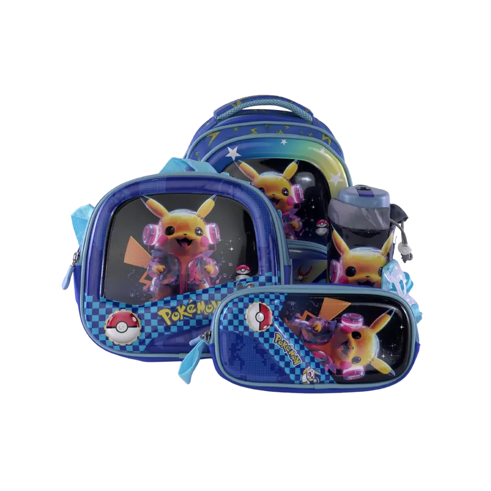 Genius 4pcs Pokemon Design Purple Backpack Set