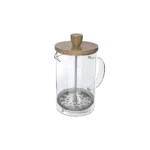 Glass 600ml French Press Coffee Maker With Wooden Lid