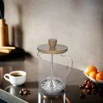 Glass 600ml French Press Coffee Maker With Wooden Lid1