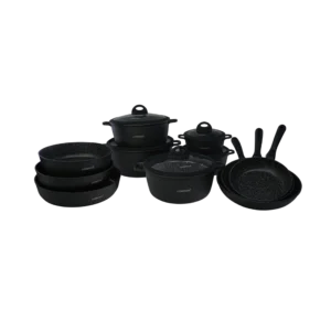 Lomenox 17Pcs Granite Black Cookware Set