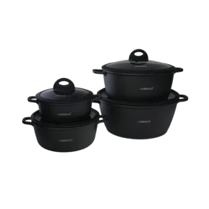 Lomenox 17pcs Granite Black Cookware Set1