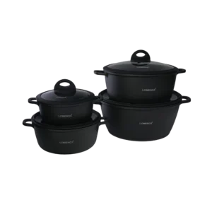 Lomenox 17Pcs Granite Black Cookware Set1