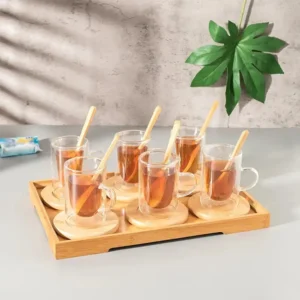 Lomenox Glass 6pcs Double Tea Cups Set1