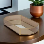 Plain 29x18x5cm Oval Golden Mirror Tray1