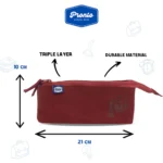 Pronto 21x10cm Crimson Red 3 Zippers Pencil Case1