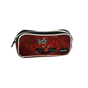 Pronto 22x10cm Car Race Design Red 1 Zippers Pencil Case