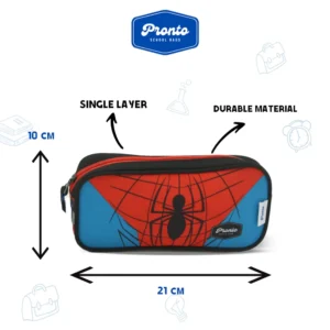 Pronto 22x10cm Spiderman Design Black 1 Zippers Pencil Case1