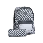 Pronto 2Pcs Sequares Design Black & Grey 2 Zippers Backpack Set