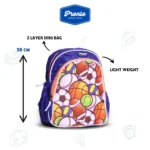 Pronto 38cm Balls Design Navy Blue 2 Zippers Backpack1