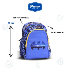 Pronto 38cm Batman Design Blue 2 Zippers Backpack1