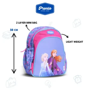 Pronto 38cm Frozen Design Light Purple & Fuchsia 2 Zippers Backpack1
