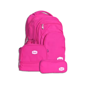 Pronto 3pcs Fuchsia 4 Zippers Backpack Set