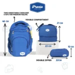 Pronto 3pcs Navy Blue 4 Zippers Backpack Set1