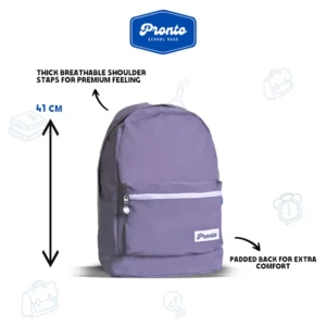 Pronto 41cm Grey 2 Zippers Backpack1