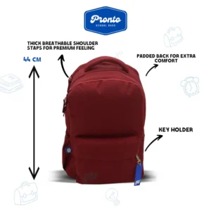 Pronto 44cm Crimson Red 3 Zippers Backpack1