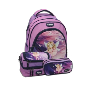 Pronto 44cm Fairy Princess Design Pink 3 Zippers Backpack Set