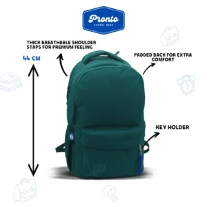 Pronto 44cm Green 3 Zippers Backpack1