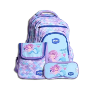 Pronto 3Pc Mermaid Design Light Purple 4 Zippers Backpack Set