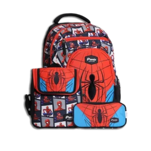 Pronto 44cm Spiderman Design Red 4 Zippers Backpack Set