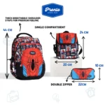 Pronto 44cm Spiderman Design Red 4 Zippers Backpack Set1