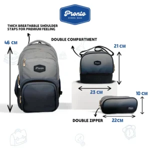 Pronto 46cm Grey Ombre 4 Zippers Backpack Set1