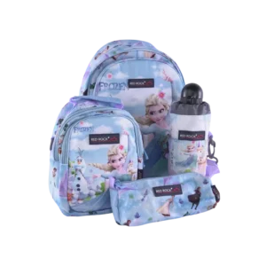 Red Rock 4pcs Frozen Design Blue 2 Zippers Backpack Set