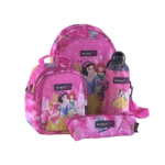 Red Rock 4Pcs Princesses Design Pink 2 Zippers Backpack Set