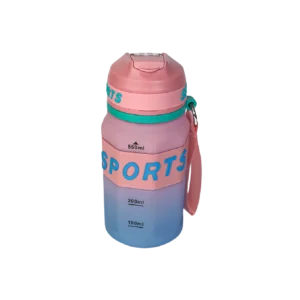 Sports 550ml Pink & Blue Matt Water Bottle With Strap