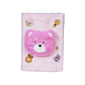 Bear Design Pink Furry Notebook