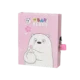 Bear Design Pink Notebook With Lock