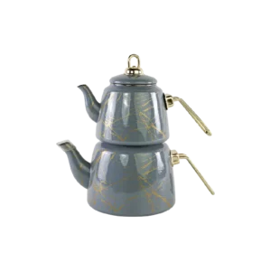 Double Marble Design Grey & Gold Tea Pot