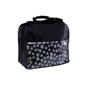 Flowers Theme Black Lunch Bag