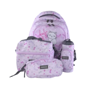 Genius 46cm Butterflies Design Pink 5 Zippers Backpack Set