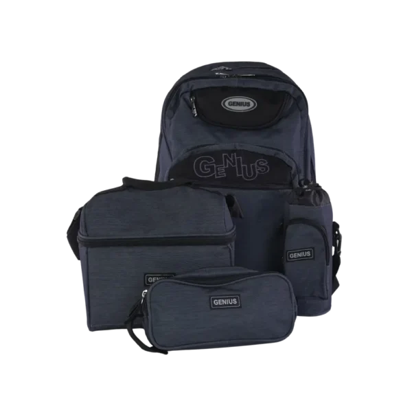 Genius 46cm Dark Grey & Black 5 Zippers Backpack Set