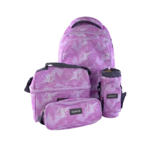 Genius 46cm Feather Themed Pink 5 Zippers Backpack Set