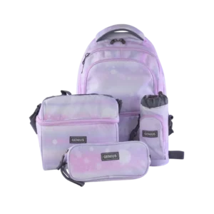 Genius 46cm Light Purple 5 Zippers Backpack Set