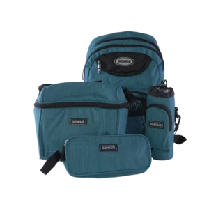 Genius 46cm Turquoise & Black 5 Zippers Backpack Set