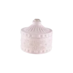 Gypsum Beige Garnished Pot With Lid