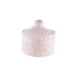 Gypsum Beige Garnished Pot With Lid