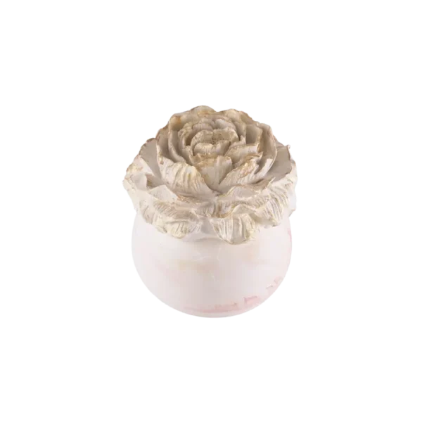 Gypsum Beige Pot With Golden Flower Sculpted Lid2