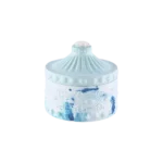 Gypsum Blue Garnished Pot With Lid