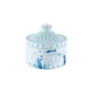 Gypsum Blue Garnished Pot With Lid