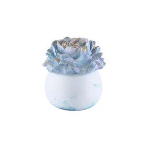 Gypsum Blue Pot With Flower Sculpted Lid