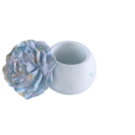 Gypsum Blue Pot With Flower Sculpted Lid1